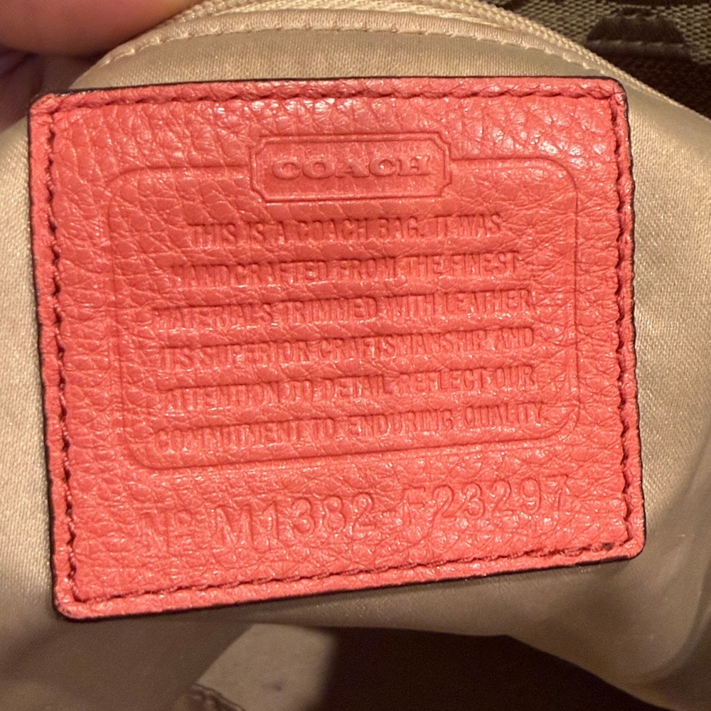 Coach Signature Carrie Tote with Coral Trim and Matching Wallet - Picture 8 of 10